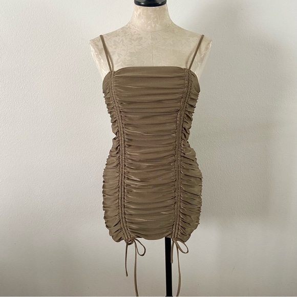 Tiger Mist Zion olive green dress scrunch cami bodycon mini - Picture 4 of 7